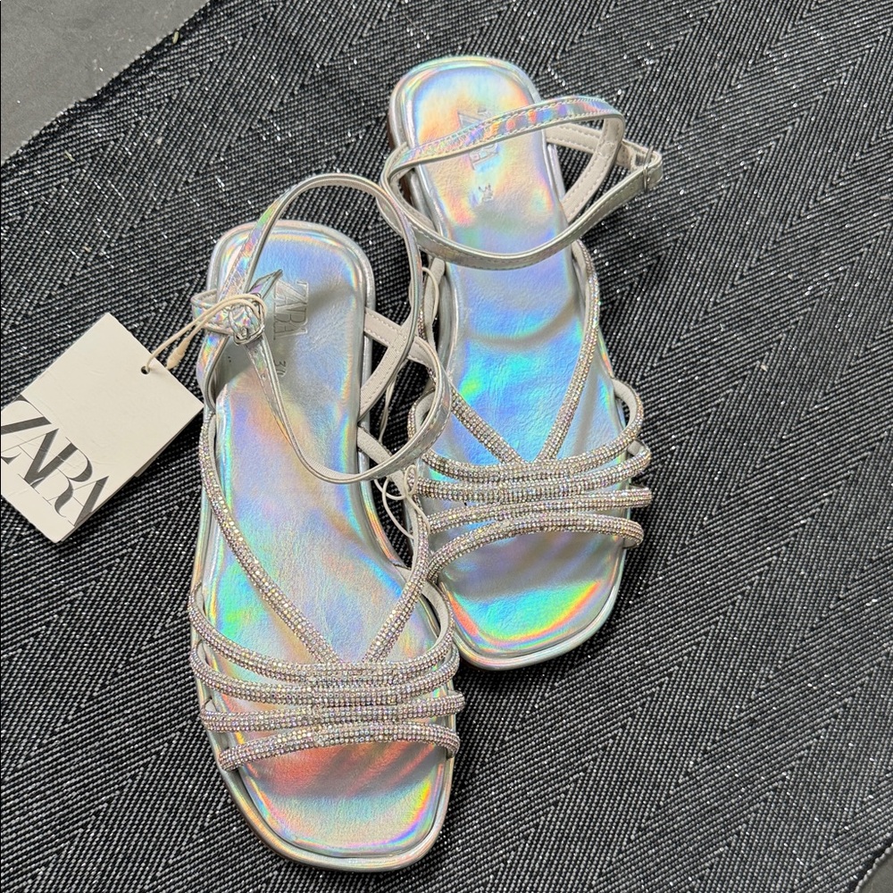 Zara Iridescent Strappy Sandals